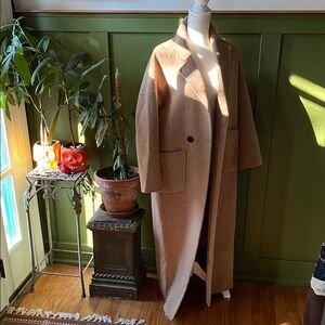 Womens Belle & Bloom Camel Tan Wool Blend Long Maxi Coat
